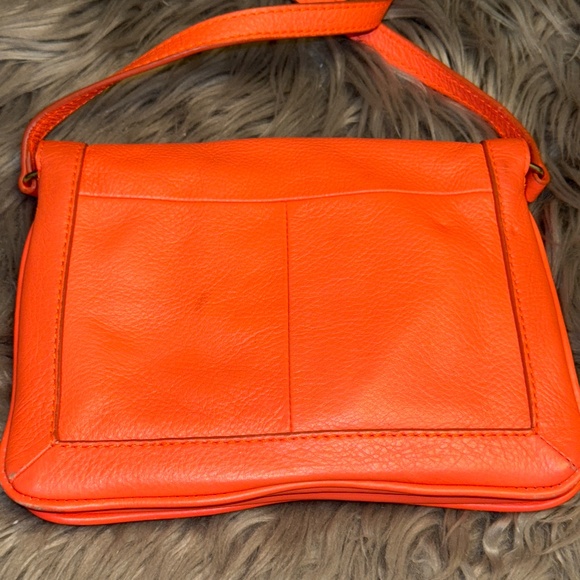 J. Crew Tilbury Coral Dark Poppy 100% Leather Crossbody Bag Purse - Picture 5 of 9